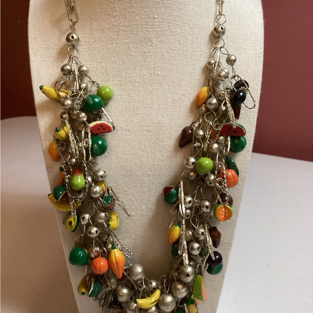 Colorful Beaded Vintage Carmen Miranda-themed fruit salad necklace